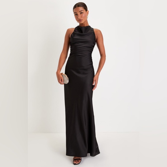 Lulus Dresses & Skirts - NWT Lulus Effortlessly Sensational Black Satin Backless Maxi Dress